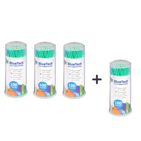 PACHET PROMO 3+1 APLICATOARE BLUETECH FINE x 100 buc