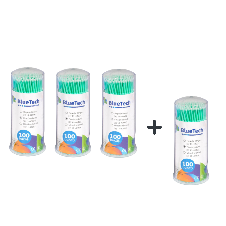 PACHET PROMO 3+1 APLICATOARE BLUETECH FINE x 100 buc