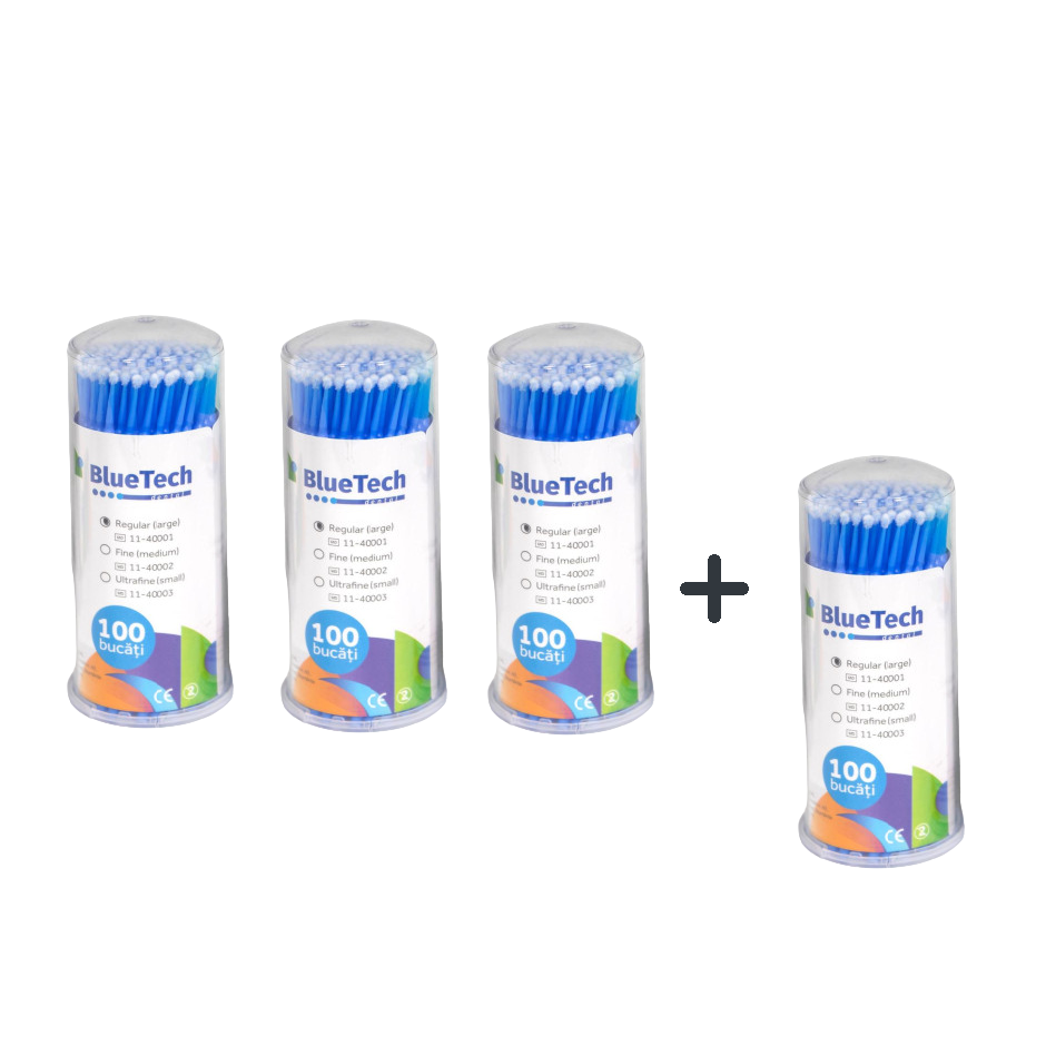PACHET PROMO 3+1 APLICATOARE BLUETECH REGULAR x 100 buc PACHET PROMO 3+1 APLICATOARE BLUETECH REGULAR x 100 buc