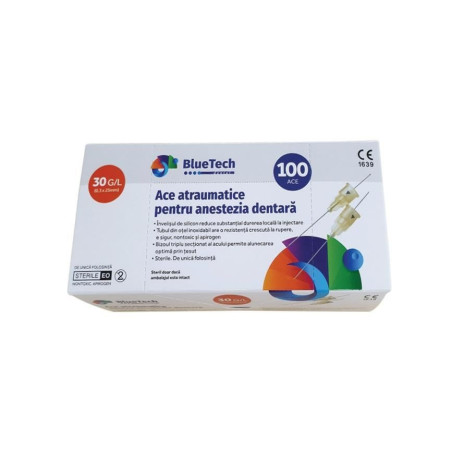 PACHET PROMO 2 X ACE ATRAUMATICE LUNGI BLUETECH 0.4x38mm 27G 100 Buc/Cutie