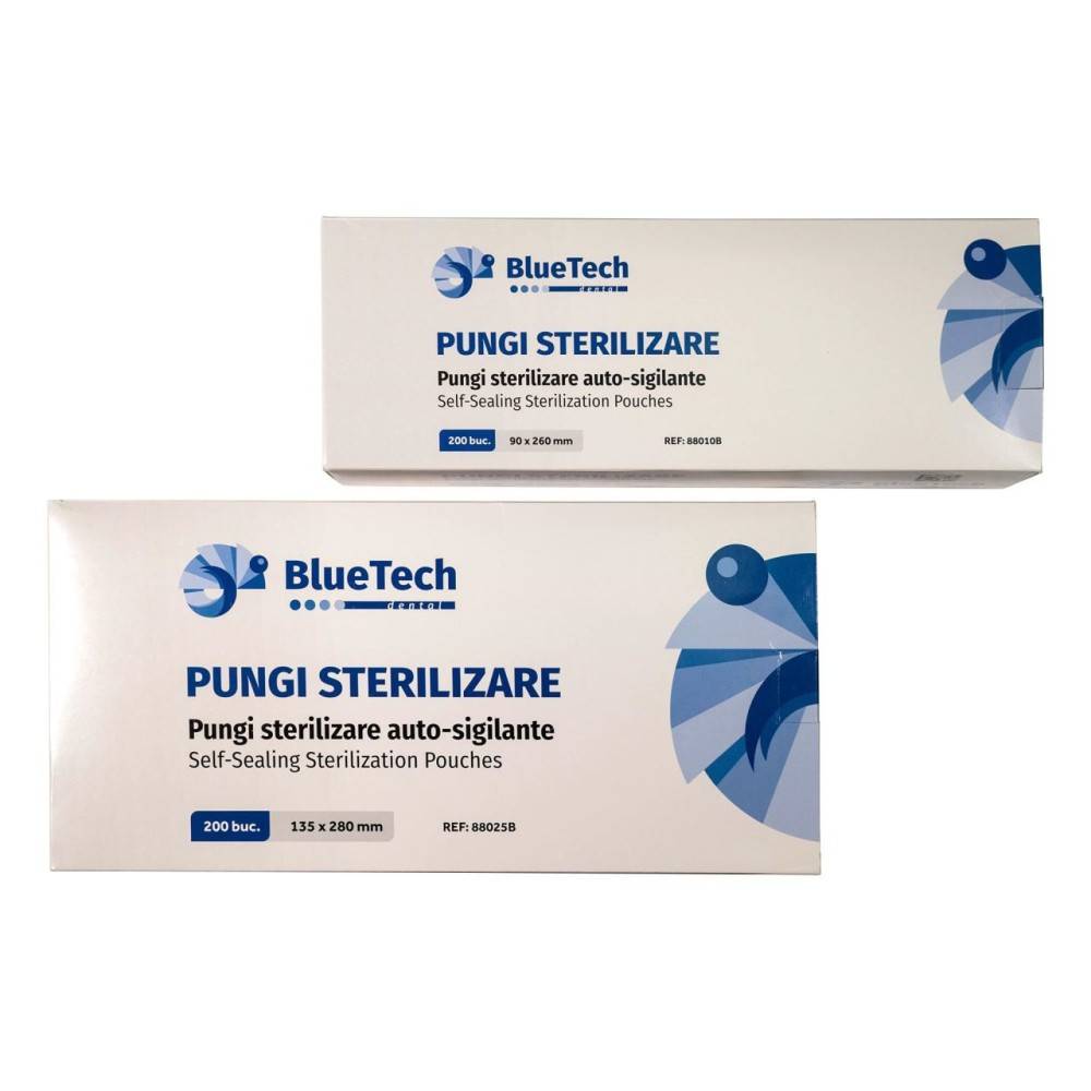 PACHET PROMO 2 X PUNGI STERILIZARE AUTO 135mmX280mm BLUETECH