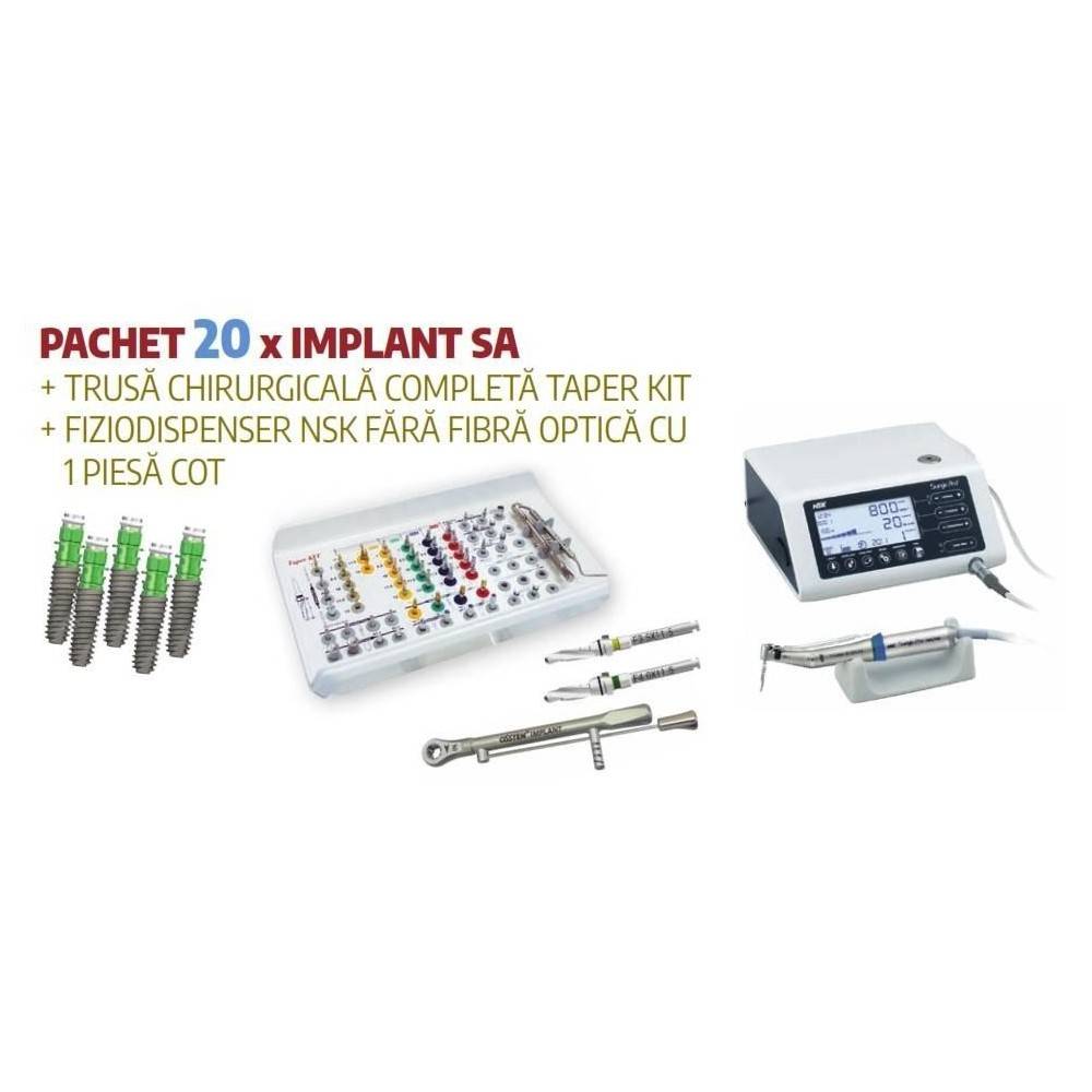 PACHET 20 X IMPLANTURI OSSTEM SA +TAPER KIT +FIZIODISPENSER NSK FARA FIBRA OPTICA