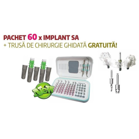 PACHET 60 X IMPLANTURI HIOSSEN SA + TRUSA CHIRURGIE GHIDATA BONUS