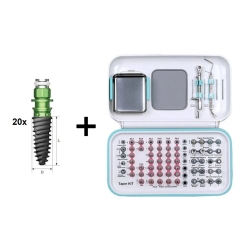 PACHET 20x IMPLANTURI OSSTEM SA + TRUSA CHIRURGICALA COMPLETA (TAPER KIT)