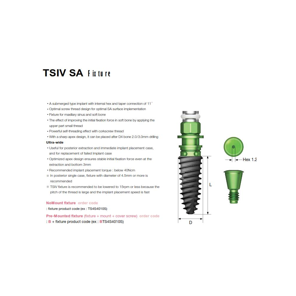 IMPLANT OSSTEM TS IV SA R 4.0mmDx11.5mmL  BTS4S4011S