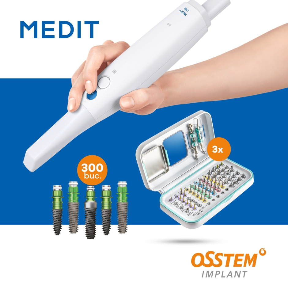 Scanner Intraoral Medit i700 Wireless + 300 implanturi SA + 3x Taper Kit Osstem
