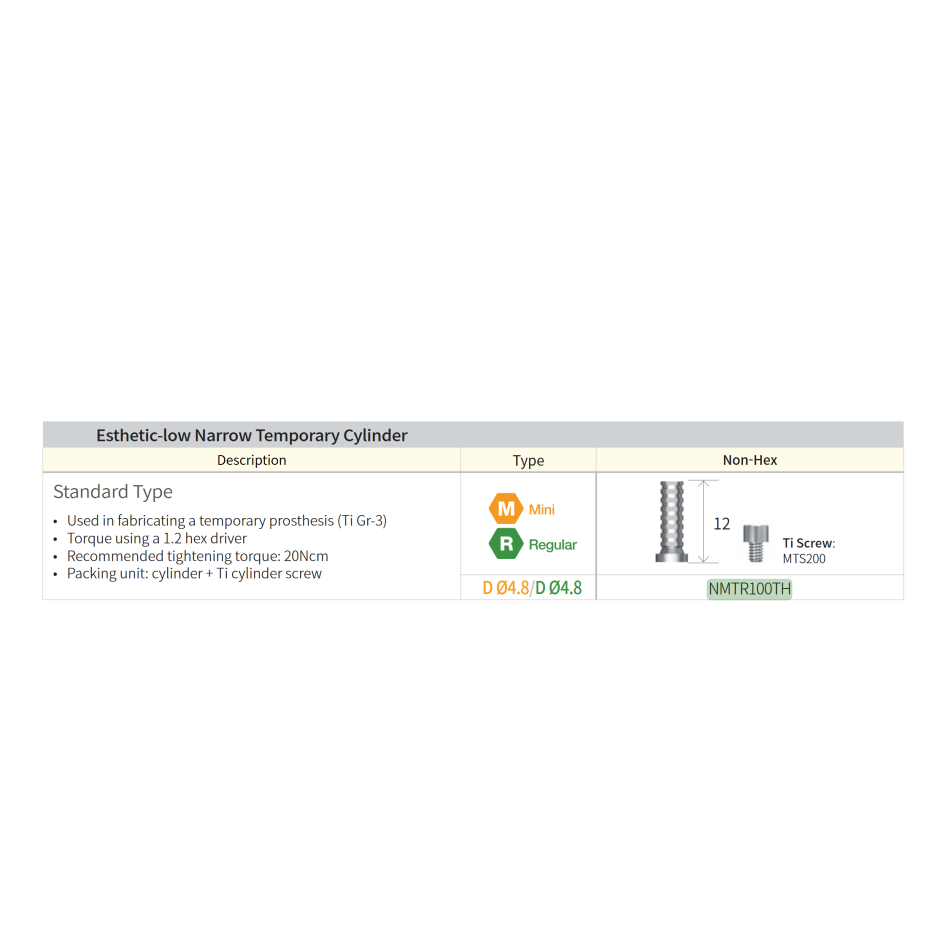 US CILINDRU TITAN TEMPORAR MULTI UNIT N   NMTR100TH