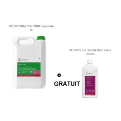 PACHET PROMO VELOX SPRAY TEA TONIC suprafete 5L + VELODES GEL maini 500 ml GRATUIT