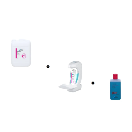 PACHET PROMO - HD 420 DEZINFECTANT MAINI 10L + DISPENSER + HD 435 SAPUN LICHID HD 435