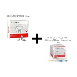 BIODENTINE CAPSULE 15buc + ULTRA SAFETY PLUS TWIST 04x25mm 100buc + 1buc seringa 1,8 ml