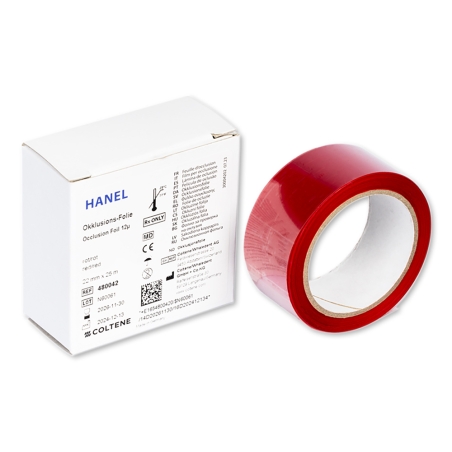 HARTIE ARTICULATIE HANEL OCCLUSION FOLI 12u 2SIDED RED 22mm x 25m