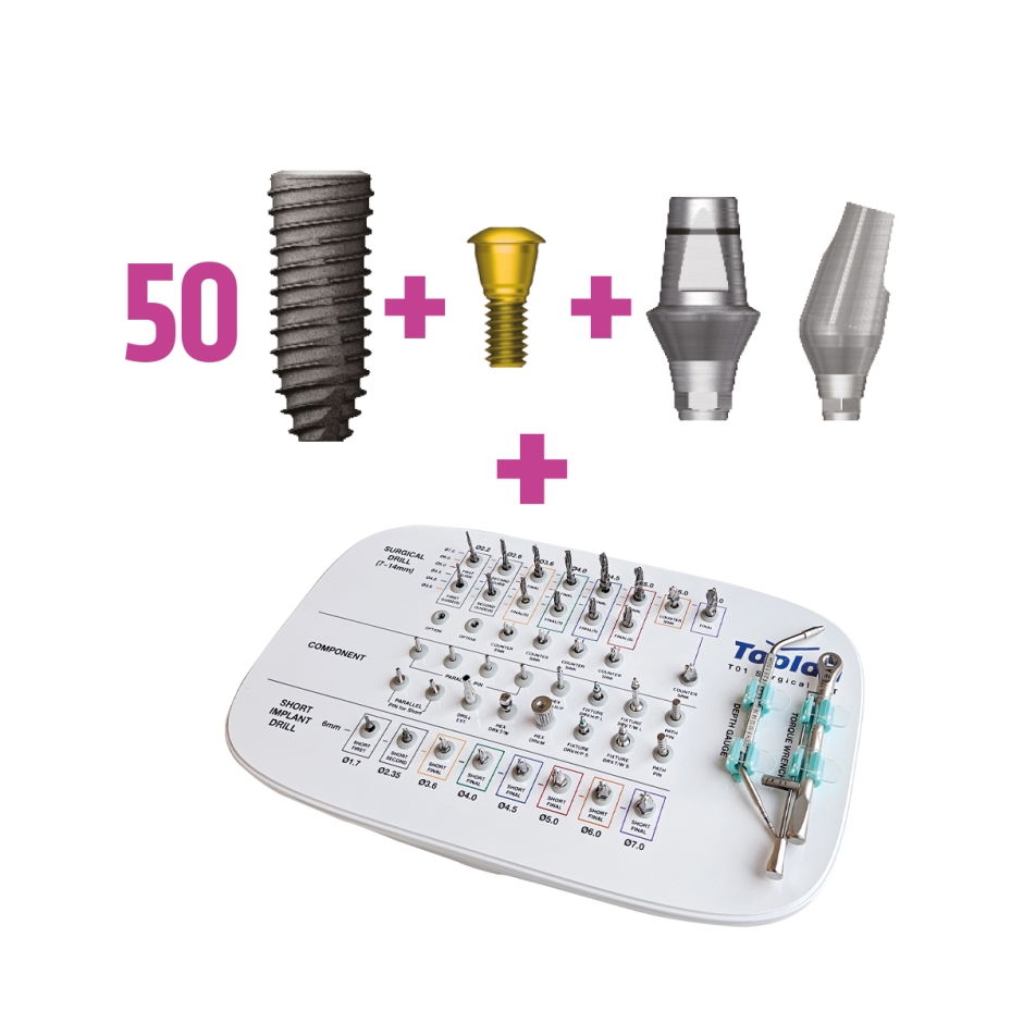 Pachet promo: 50 Implanturi TOPLAN + 50 bonturi + 1 KIT